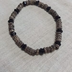 Elegant Black and Silver Beaded Bracelet